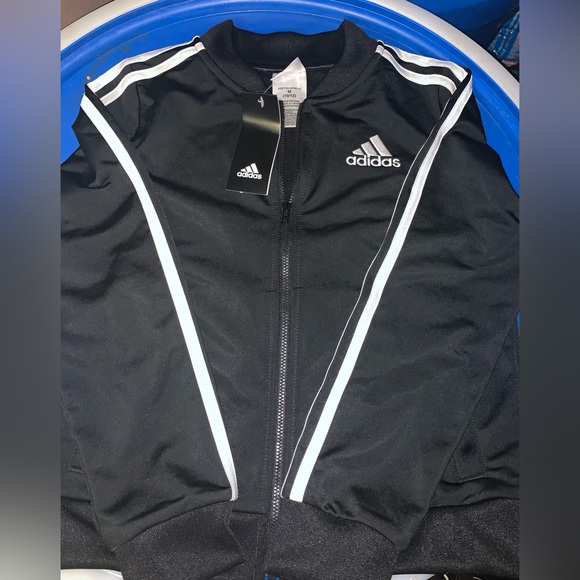 adidas Girls' Zip Front Tricot Bomber Jacket M - Picture 4 of 4